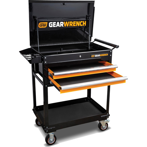 Utility Cart, 2 Drawers, 32-1/2" W x 42" H, Black/Orange Brunswick Fyr & Safety