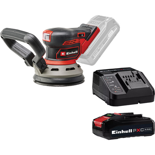 Ponceuse orbitale al&eacute;atoire avec batterie 2,5 Ah PXC et ensemble de d&eacute;part de chargeur, papier sabl&eacute; 5", 18 V, 6000 - 24000 OPM Brunswick Fyr & Safety