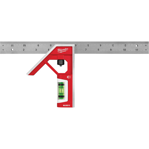 Magnetic Combination Square, 12" L, Stainless Steel, Plain Brunswick Fyr & Safety