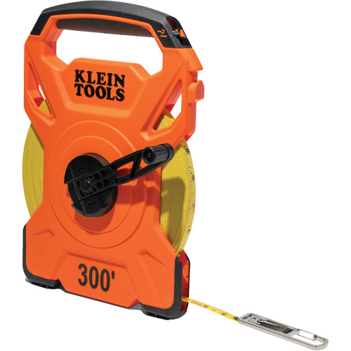 Open Reel Tape Measure with Single Hook and Carabiner, 1/2" x 300', 1/10" Graduations Brunswick Fyr & Safety