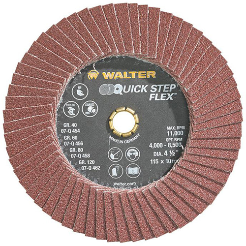QUICK-STEP FLEX Flap Disc, 4-1/2" x Type 29, 80 Grit, Aluminum Oxide Brunswick Fyr & Safety