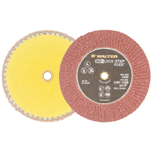 QUICK-STEP FLEX Flap Disc, 6" x Type 29, 60 Grit, Aluminum Oxide Brunswick Fyr & Safety