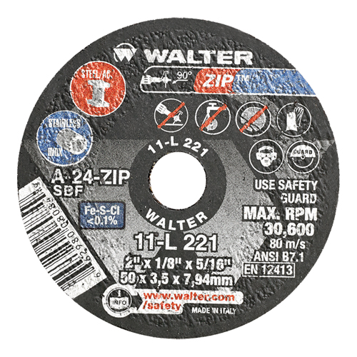 Portable Small Diameter Reinforced Cut-Off Wheels - Zip, 2" x 1/8", 5/16" Arbor, Type 1, Aluminum Oxide, 31000 RPM Brunswick Fyr & Safety