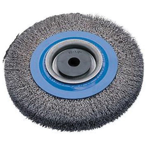 Crimped Wire Bench Wheel Brush, 6" Dia., 0.0118" Fill, 1/2" - 1-1/4" Arbor Brunswick Fyr & Safety