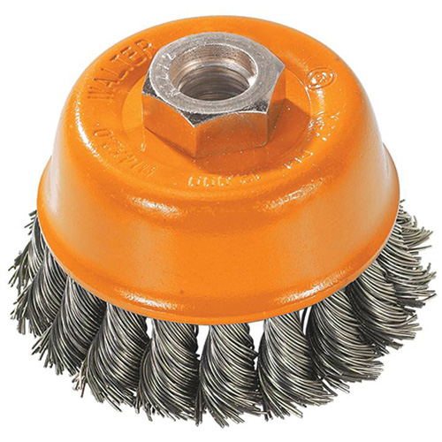 Brosse &agrave; fils nou&eacute;s torsad&eacute;s, 3" dia. x M10x1,5 arbre Brunswick Fyr & Safety