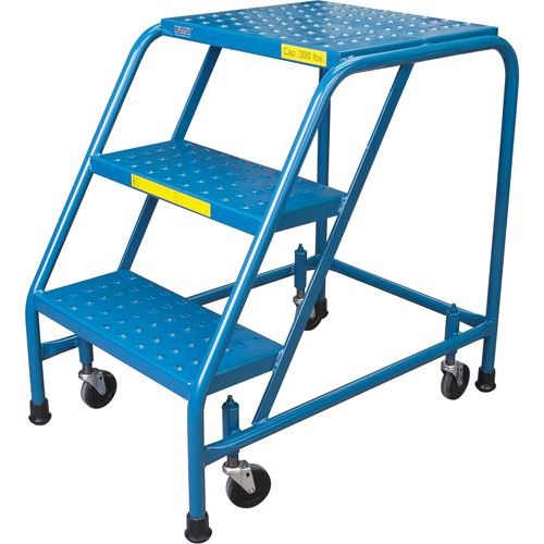 Rolling Step Ladder, 3 Steps, 18" Step Width, 28" Platform Height, Steel Brunswick Fyr & Safety