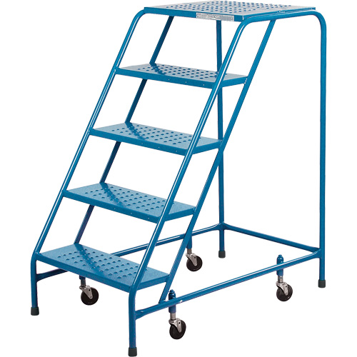 Rolling Step Ladder, 5 Steps, 18" Step Width, 46" Platform Height, Steel Brunswick Fyr & Safety