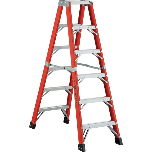 6600 AA Series Industrial Extra Heavy-Duty 2-Way Stepladders, Fibreglass, 375 lbs. Capacity, 4' Brunswick Fyr & Safety