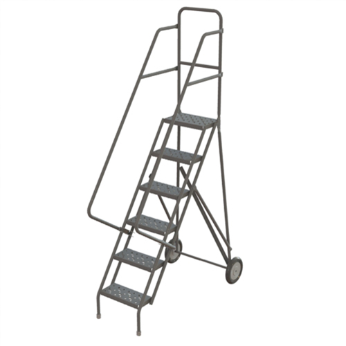 Steel Rolling Ladder, 6 Steps, 16" Step Width, 60" Platform Height, Steel Brunswick Fyr & Safety