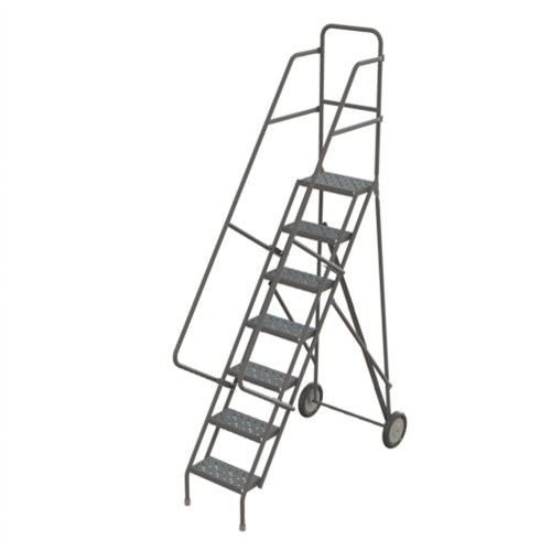 Steel Rolling Ladder, 7 Steps, 16" Step Width, 70" Platform Height, Steel Brunswick Fyr & Safety