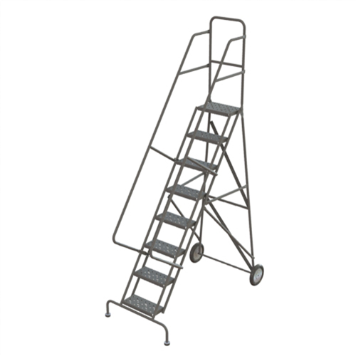 Steel Rolling Ladder, 8 Steps, 16" Step Width, 80" Platform Height, Steel Brunswick Fyr & Safety