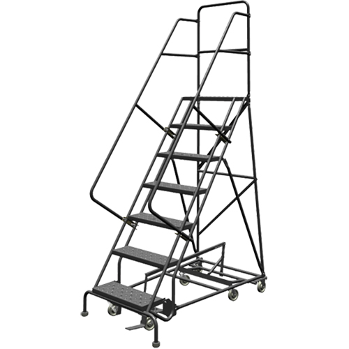 All Directional Rolling Ladder, 7 Steps, 24" Step Width, 70" Platform Height, Steel Brunswick Fyr & Safety