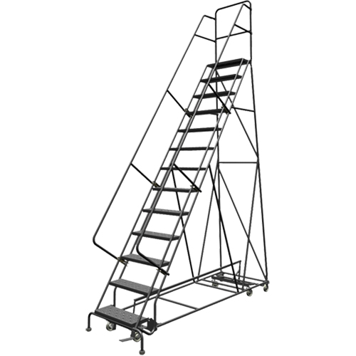 All Directional Rolling Ladder, 13 Steps, 24" Step Width, 130" Platform Height, Steel Brunswick Fyr & Safety