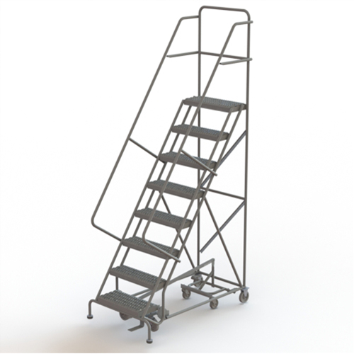 All Directional Rolling Ladder, 8 Steps, 24" Step Width, 80" Platform Height, Steel Brunswick Fyr & Safety