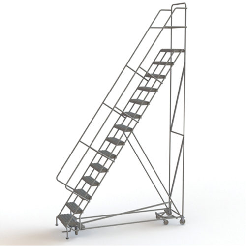 &eacute;chelles roulantes multidirectionnelles, 14 marches, Largeur de la marche 24", Hauteur de la plateforme 140", Acier Brunswick Fyr & Safety