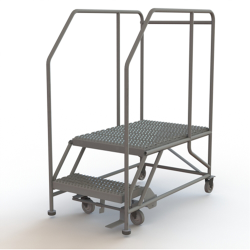 Mobile Work Platform, Steel, 2 Steps, 20" H, 35" D, 24" Step, Serrated Brunswick Fyr & Safety