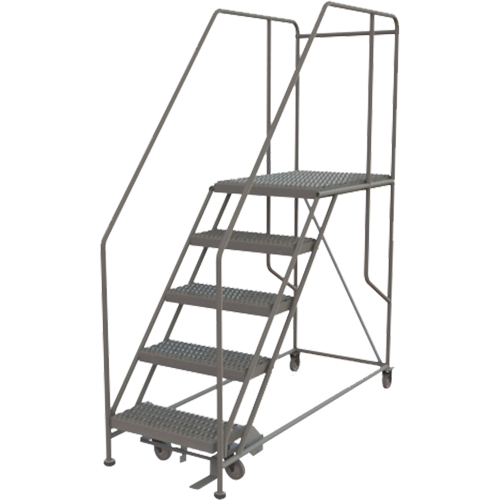 Mobile Work Platform, Steel, 5 Steps, 50" H, 35" D, 24" Step, Serrated Brunswick Fyr & Safety