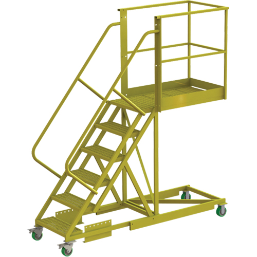 Cantilever Rolling Ladder, Supported, 6 Steps, 40" Platform Depth, 60" Platform Height Brunswick Fyr & Safety