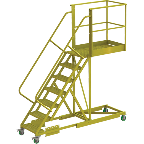 Cantilever Rolling Ladder, Supported, 7 Steps, 40" Platform Depth, 70" Platform Height Brunswick Fyr & Safety