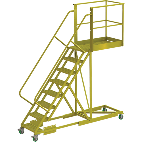 Cantilever Rolling Ladder, Supported, 8 Steps, 40" Platform Depth, 80" Platform Height Brunswick Fyr & Safety
