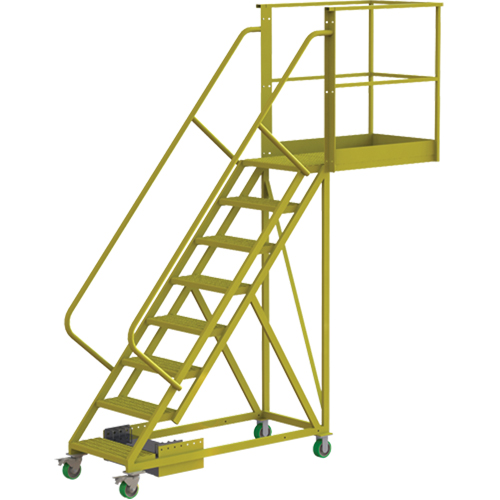 Cantilever Rolling Ladder, Unsupported, 8 Steps, 40" Platform Depth, 80" Platform Height Brunswick Fyr & Safety