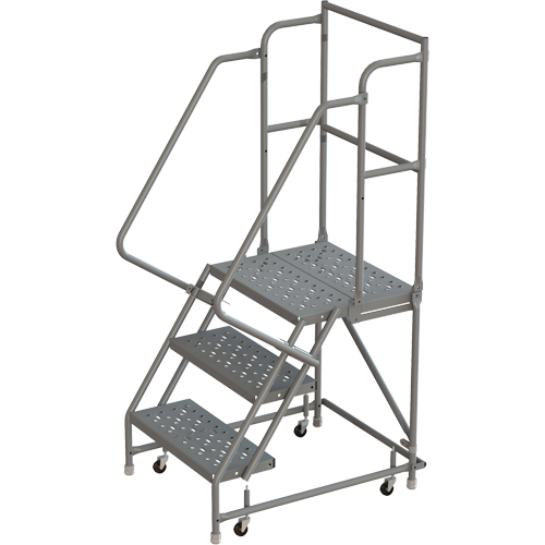 Deep Top Step Rolling Ladder, 3 Steps, 16" Step Width, 30" Platform Height, Steel Brunswick Fyr & Safety