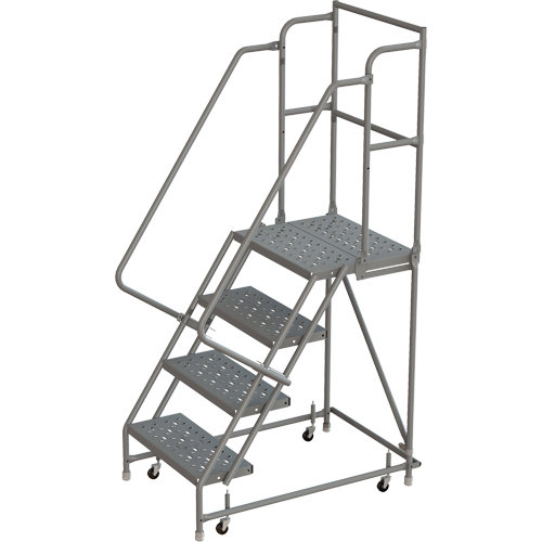 Deep Top Step Rolling Ladder, 4 Steps, 24" Step Width, 40" Platform Height, Steel Brunswick Fyr & Safety