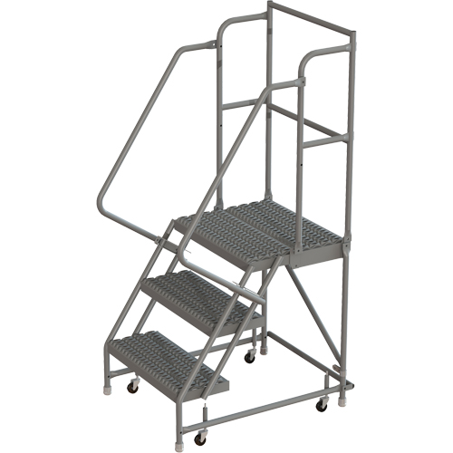 Deep Top Step Rolling Ladder, 3 Steps, 24" Step Width, 30" Platform Height, Steel Brunswick Fyr & Safety
