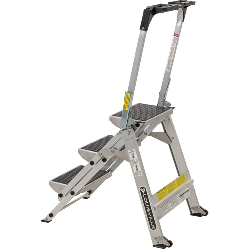 &eacute;chelle escabeau avec roues pivotantes, 3 marches, 34" x 22" x Hauteur 50,75" Brunswick Fyr & Safety