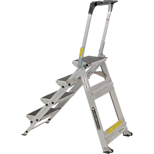 Tilt & Roll Step Stool Ladder, 4 Steps, 44.25" x 22.13" x 59" High Brunswick Fyr & Safety