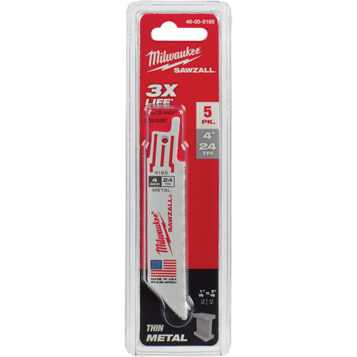 Lames de scie alternative Sawzall, Bim&eacute;tal, 24 Dents par pouce, 4" lo x 3/4" la Brunswick Fyr & Safety