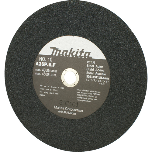 Abrasive Wheel for Cut Off Saws & Angle Cutters, 12" x 7/64", 1" Arbor, 4500 RPM Brunswick Fyr & Safety