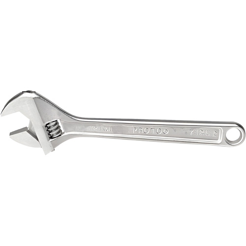 Adjustable Wrench, 12-1/8" L, 1-19/32" Max Width, Chrome Brunswick Fyr & Safety