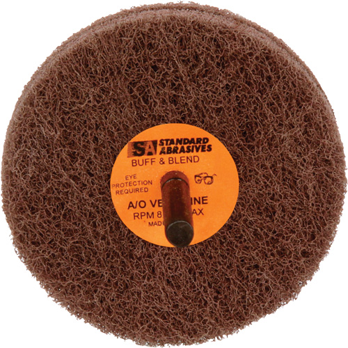 Meule de polissage et lissage Buff & Blend de 2 plis Standard Abrasives, 3" dia. x 2" la, Arbre 1/4", Oxyde d'aluminium Brunswick Fyr & Safety