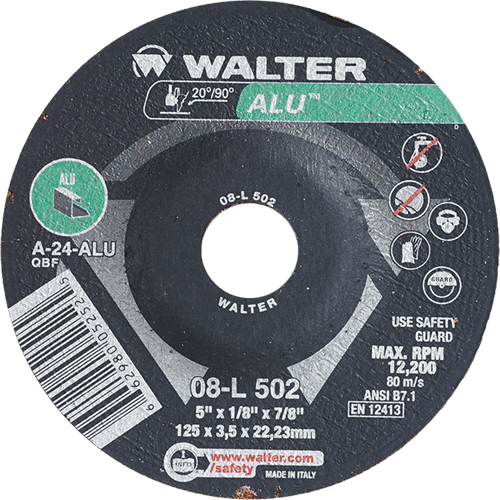 Meules &agrave; moyeu d&eacute;port&eacute; - Aluminium type 27, 5" x 1/8", Arbre de 7/8", Type 27 Brunswick Fyr & Safety