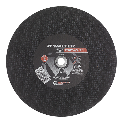 Portacut High Speed Cut-Off Wheel, 14" x 1/8", 7/8" Arbor, Type 1, Aluminum Oxide, 5400 RPM Brunswick Fyr & Safety