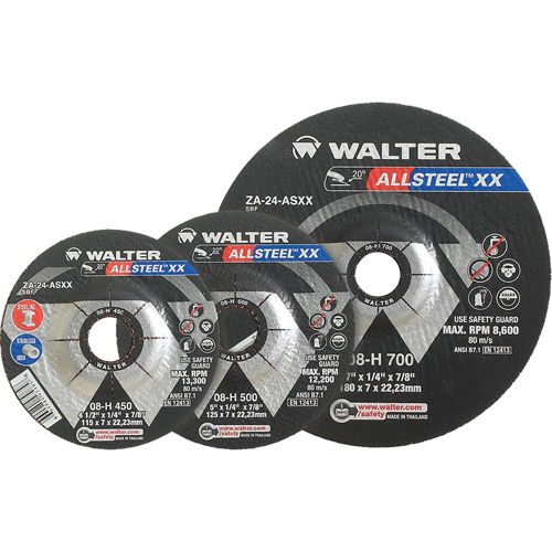 Allsteel XX Depressed Centre Grinding Wheels, 9" x 1/4", 7/8" Arbor, Type 27 Brunswick Fyr & Safety
