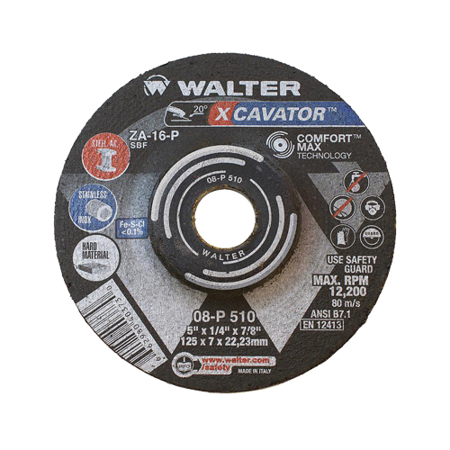 XCAVATOR Grinding Wheel, 5" x 1/4", 7/8"/5/8"-11 Arbor, Zirconium, Type 27 Brunswick Fyr & Safety