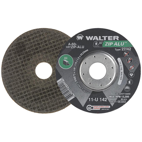 Zip Alu Cut-Off Wheel, 5" x 3/64", 7/8" Arbor, Type 27, Aluminum Oxide, 12200 RPM Brunswick Fyr & Safety