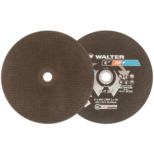 Zip+Xtra Heavy-Duty Cut-Off Wheel, 9" x 3/32", 7/8" Arbor, Type 1, Aluminum Oxide, 6600 RPM Brunswick Fyr & Safety