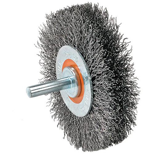 Mounted Crimped Wire Wheel, 4" Dia., 0.0118" Fill Brunswick Fyr & Safety