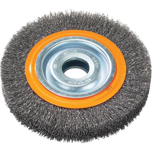 Brosses rotatives &agrave; fils torsad&eacute;s d'&eacute;tabli, 6" dia., Fils 0,0118", Arbre 1/2" - 1/4" Brunswick Fyr & Safety