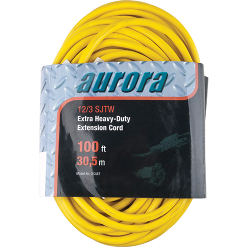 Vinyl Extension Cord, Outdoor, SJTW, 12/3 AWG, 15 A, 100' Brunswick Fyr & Safety