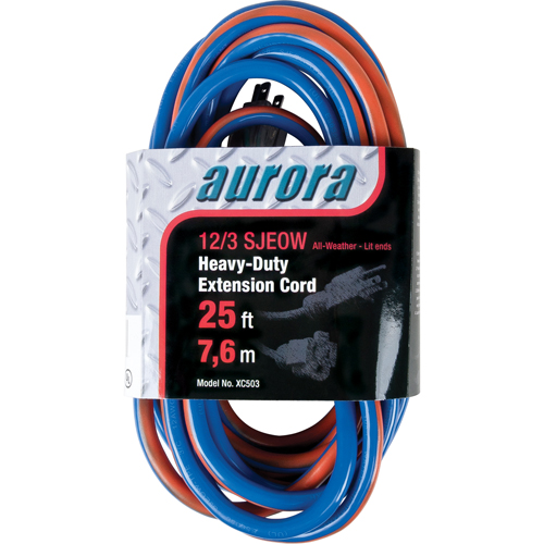 TPE-Rubber Extension Cord With Light Indicator, All-Weather, SJEOW, 12/3 AWG, 15 A, 25' Brunswick Fyr & Safety