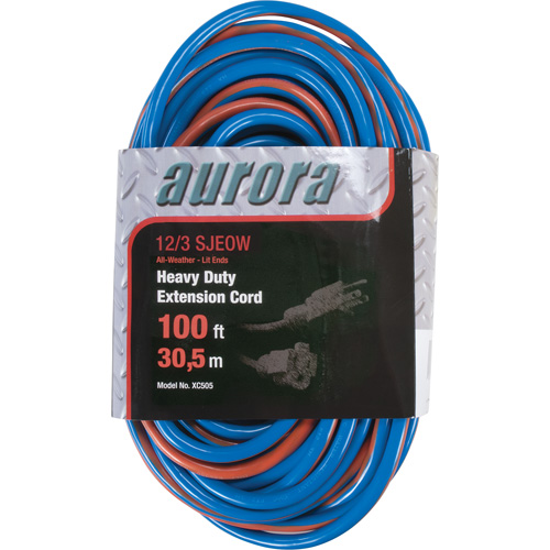 TPE-Rubber Extension Cord With Light Indicator, All-Weather, SJEOW, 12/3 AWG, 15 A, 100' Brunswick Fyr & Safety