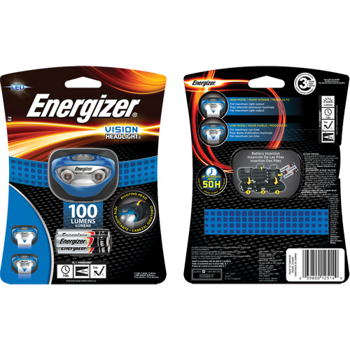 Lampe frontale Vision, DEL, 100 lumens, 10 hres de fonctionnement, piles AAA Brunswick Fyr & Safety