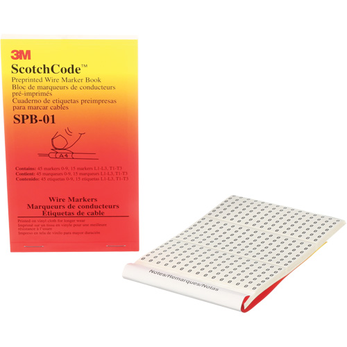 Livret d'&eacute;tiquettes pour le marquage de fils pr&eacute;imprim&eacute;es ScotchCode Brunswick Fyr & Safety