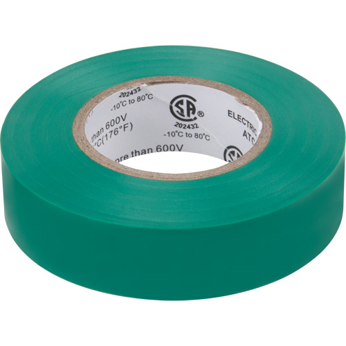 Electrical Tape, 19 mm (3/4") x 18 M (60'), Green, 7 mils Brunswick Fyr & Safety