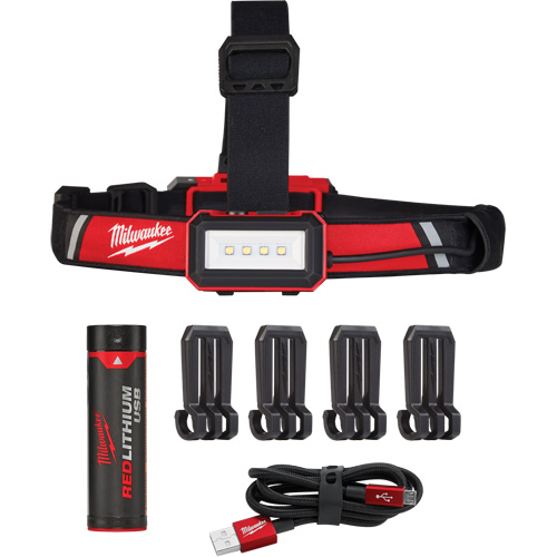 Low-Profile USB Headlamp, LED, 600 Lumens, 2 Hrs. Run Time, Rechargeable Batteries Brunswick Fyr & Safety