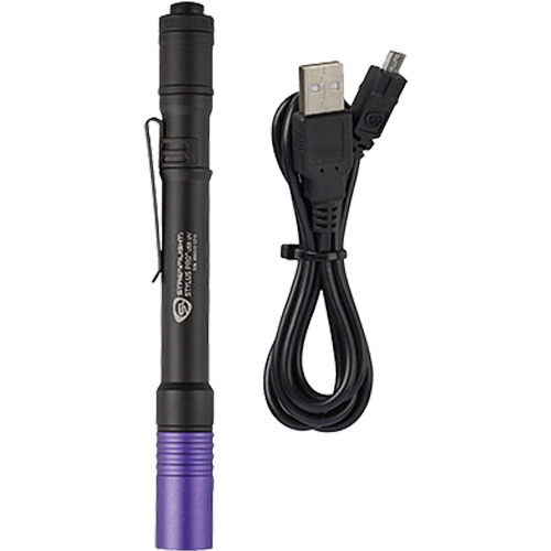 Lampe stylo UV avec port de recharge micro USB Stylus Pro, DEL, Corps en Aluminium, piles Rechargeable, Compris Brunswick Fyr & Safety